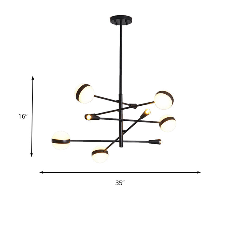 Modern Branch Iron LED Chandelier 10/12-Head Ceiling Pendant with White Glass Ball Shade Clearhalo 'Ceiling Lights' 'Chandeliers' 'Modern Chandeliers' 'Modern' Lighting' 154989