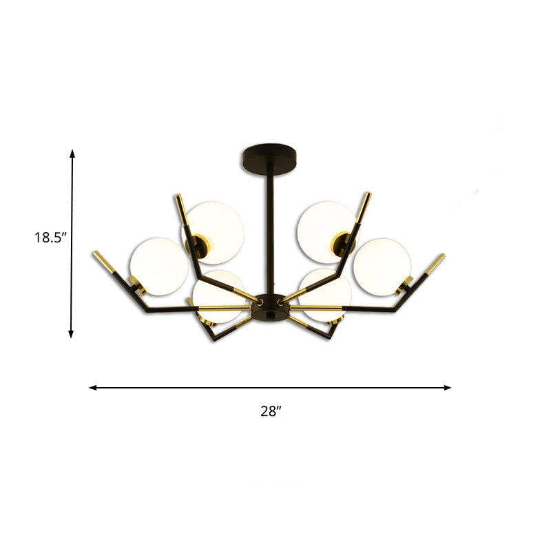 Iron Claw-Shaped Up Chandelier Contemporary 6/8/10 Lights Ceiling Pendant with White Glass Shade Clearhalo 'Ceiling Lights' 'Chandeliers' 'Glass shade' 'Glass' 'Modern Chandeliers' 'Modern' Lighting' 155071