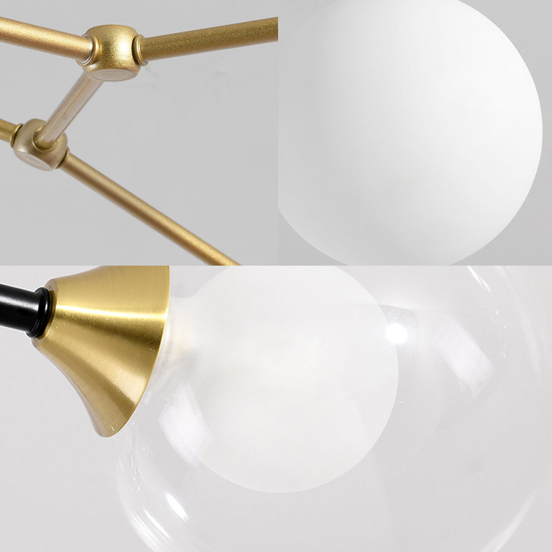 Modern Ball Pendant Light Clear/Milky White Glass 4/5/6-Head Dining Room Chandelier with Black/Gold Arm Clearhalo 'Ceiling Lights' 'Chandeliers' 'Glass shade' 'Glass' 'Modern Chandeliers' 'Modern' Lighting' 155328