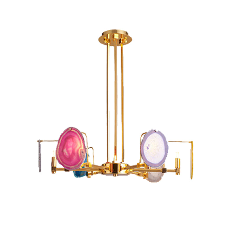 Branch Metal Ceiling Lighting Fixture Modern 6/8/10-Head Gold Up Chandelier Pendant with Agates Clearhalo 'Ceiling Lights' 'Chandeliers' Lighting' options 155743