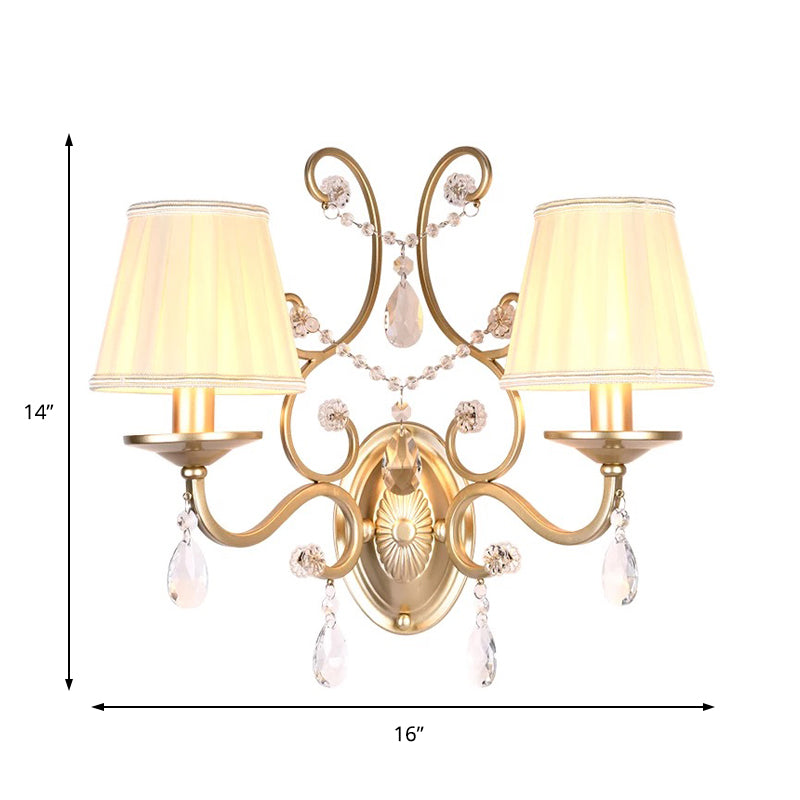 Curved Arm Sconce Light Contemporary Crystal 1/2-Light Wall Mount Lighting with/without Shade in Brass Clearhalo 'Cast Iron' 'Glass' 'Industrial' 'Modern wall lights' 'Modern' 'Tiffany' 'Traditional wall lights' 'Wall Lamps & Sconces' 'Wall Lights' Lighting' 155775