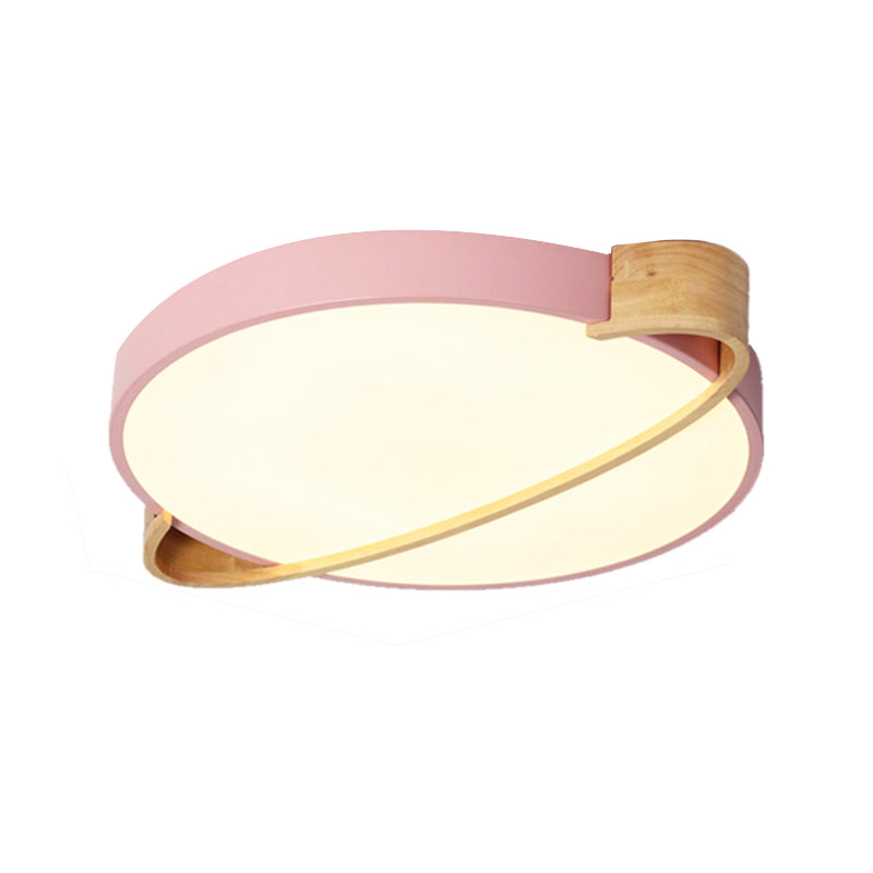 12"/16"/19.5" Dia Nordic Round Ceiling Light Fixture Metal Pink/Yellow/Green LED Flush Mount Light for Bedroom in Warm/White Clearhalo 'Ceiling Lights' 'Close To Ceiling Lights' 'Close to ceiling' 'Flush mount' Lighting' 155811
