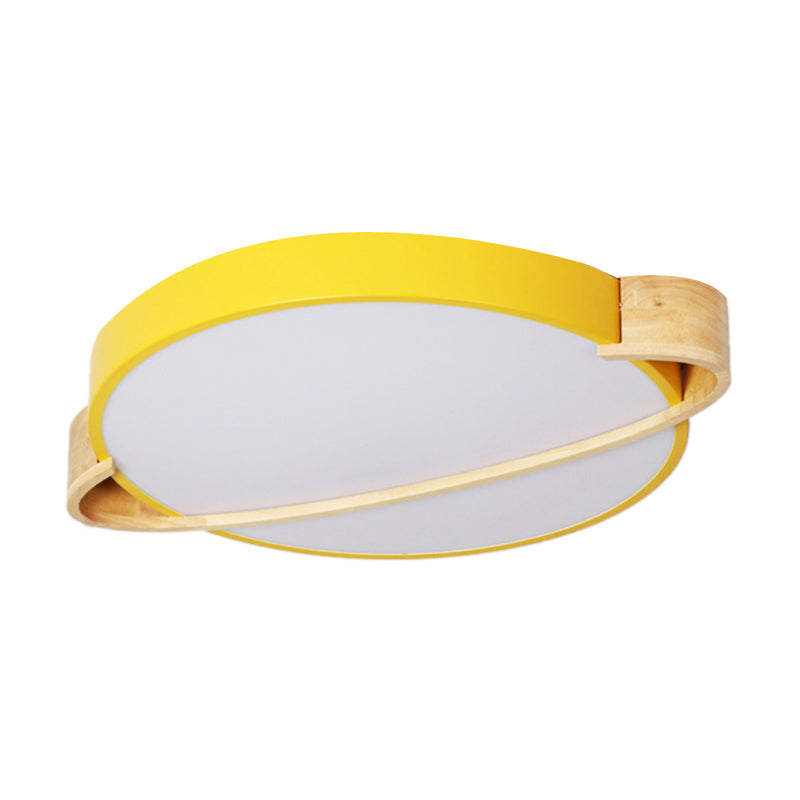 12"/16"/19.5" Dia Nordic Round Ceiling Light Fixture Metal Pink/Yellow/Green LED Flush Mount Light for Bedroom in Warm/White Clearhalo 'Ceiling Lights' 'Close To Ceiling Lights' 'Close to ceiling' 'Flush mount' Lighting' 155815