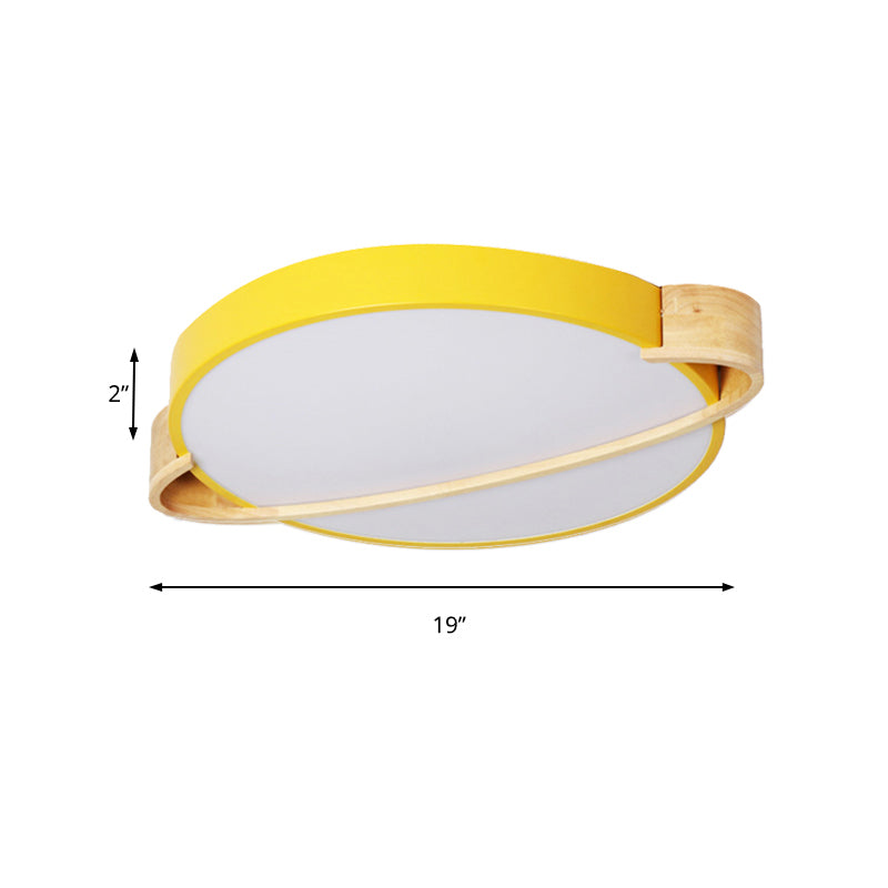 12"/16"/19.5" Dia Nordic Round Ceiling Light Fixture Metal Pink/Yellow/Green LED Flush Mount Light for Bedroom in Warm/White Clearhalo 'Ceiling Lights' 'Close To Ceiling Lights' 'Close to ceiling' 'Flush mount' Lighting' 155816