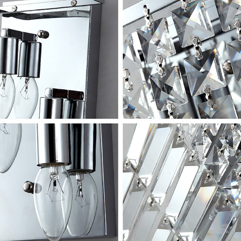 Chrome Finish Crystal Prism Sconce Lighting 2 Lights Modern Stylish Wall Mounted Lamp for Corridor Clearhalo 'Modern wall lights' 'Modern' 'Wall Lamps & Sconces' 'Wall Lights' Lighting' 155850