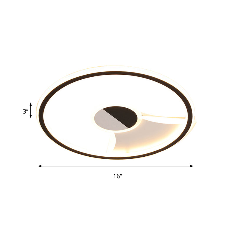Acrylic Circular Flush Ceiling Light Simple Style LED Black and White 16"/19.5"/23.5" Dia LED Ceiling Lamp for Bedroom in Warm/White Clearhalo 'Ceiling Lights' 'Close To Ceiling Lights' 'Close to ceiling' 'Flush mount' Lighting' 156342
