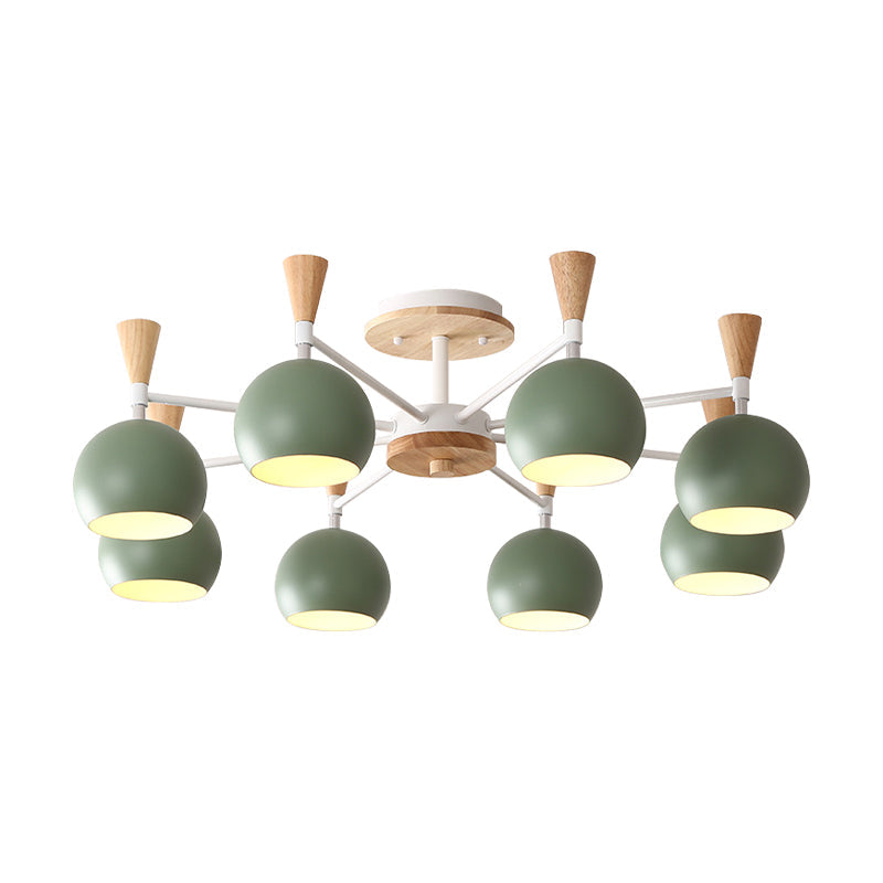 Macaron 3/6/8-Light Ceiling Lamp with Acrylic Shade Pink/Yellow/Blue Dome Semi Flush Pendant Clearhalo 'Ceiling Lights' 'Close To Ceiling Lights' 'Close to ceiling' 'Semi-flushmount' Lighting' 157240