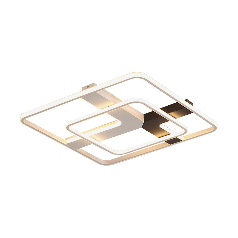 19.5"/23.5" Wide Acrylic Square Flushmount Simplicity LED White Flush Mount Ceiling Lamp in Warm/White Light Clearhalo 'Ceiling Lights' 'Close To Ceiling Lights' 'Close to ceiling' 'Flush mount' Lighting' 157427