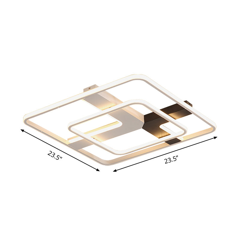 19.5"/23.5" Wide Acrylic Square Flushmount Simplicity LED White Flush Mount Ceiling Lamp in Warm/White Light Clearhalo 'Ceiling Lights' 'Close To Ceiling Lights' 'Close to ceiling' 'Flush mount' Lighting' 157428