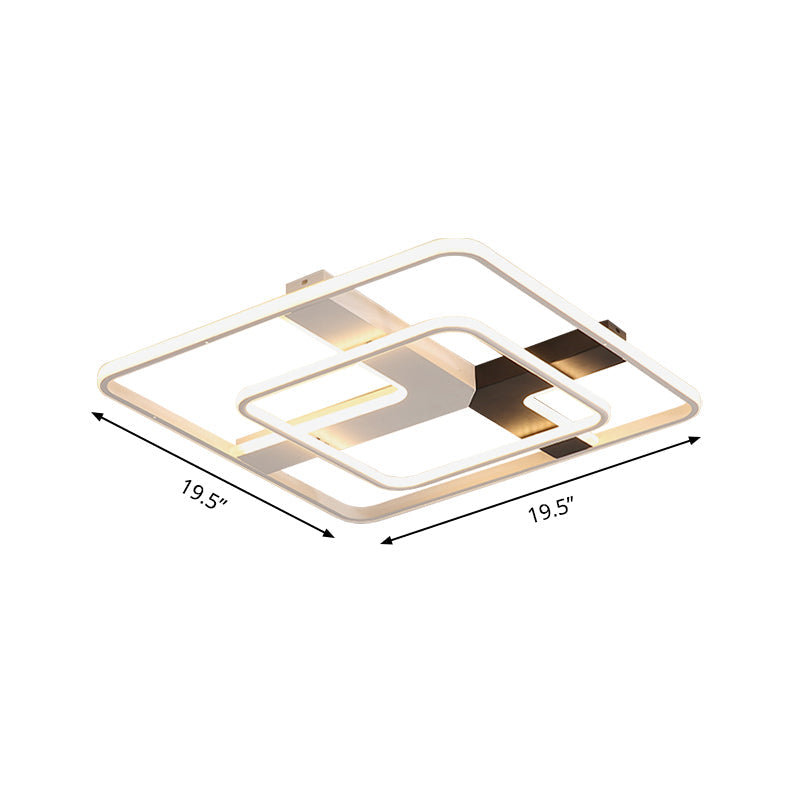 19.5"/23.5" Wide Acrylic Square Flushmount Simplicity LED White Flush Mount Ceiling Lamp in Warm/White Light Clearhalo 'Ceiling Lights' 'Close To Ceiling Lights' 'Close to ceiling' 'Flush mount' Lighting' 157429