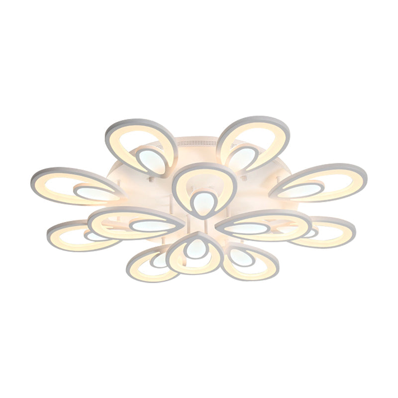 LED Petal Acrylic Flush Mount Light Contemporary 6/12/15 Lights White Ceiling Lighting Fixture in Warm/White/Natural Light Clearhalo 'Ceiling Lights' 'Close To Ceiling Lights' 'Close to ceiling' 'Semi-flushmount' Lighting' 157484