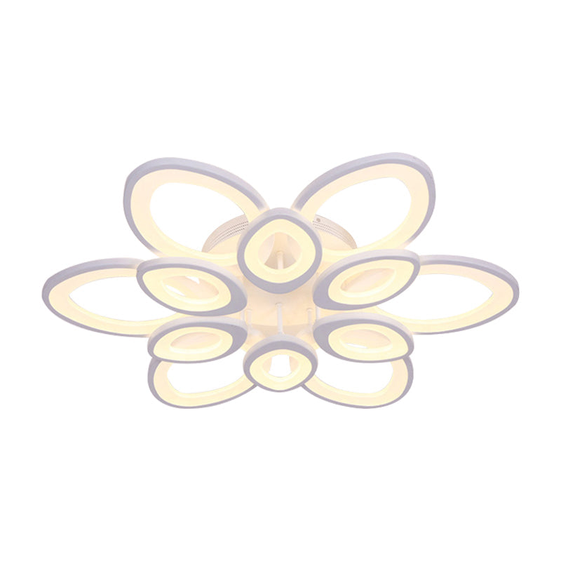 Modern 4/5/8 Lights LED Flush Mount Light with Acrylic Shade White Leaf Ceiling Lighting in Warm/White/Natural Light Clearhalo 'Ceiling Lights' 'Close To Ceiling Lights' 'Close to ceiling' 'Semi-flushmount' Lighting' 157510
