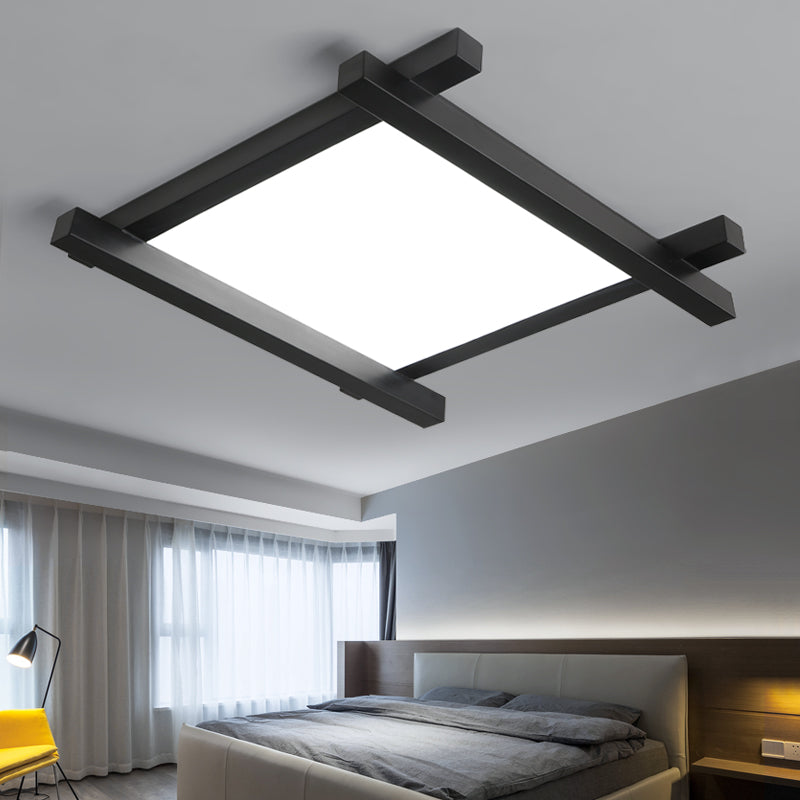 Black/White Crossed Lines Flush Mount Lamp Simple Metal LED 17"/21"/25" Wide Ceiling Flush Mount with Acrylic Diffuser Black Clearhalo 'Ceiling Lights' 'Close To Ceiling Lights' 'Close to ceiling' 'Flush mount' Lighting' 157529