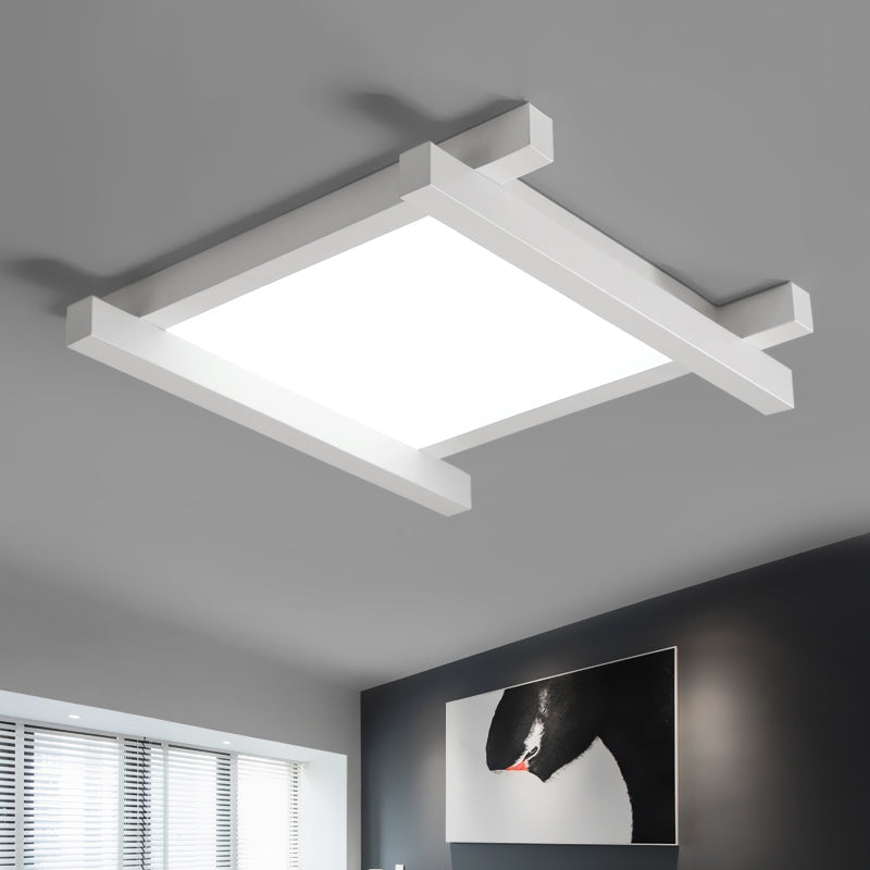 Black/White Crossed Lines Flush Mount Lamp Simple Metal LED 17"/21"/25" Wide Ceiling Flush Mount with Acrylic Diffuser Clearhalo 'Ceiling Lights' 'Close To Ceiling Lights' 'Close to ceiling' 'Flush mount' Lighting' 157535