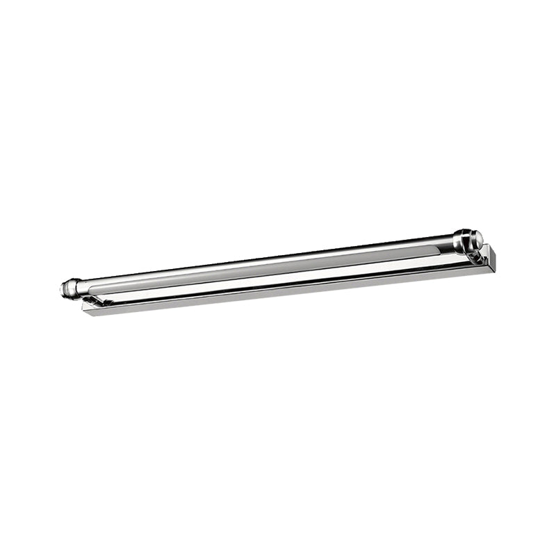 Linear Indoor Vanity Lamp Stainless Steel 16.5"/23" Wide LED Modern Style Wall Sconce Lighting in Chrome Finish Clearhalo 'Cast Iron' 'Glass' 'Industrial' 'Modern wall lights' 'Modern' 'Tiffany' 'Traditional wall lights' 'Vanity Lights' 'Wall Lights' Lighting' 157541