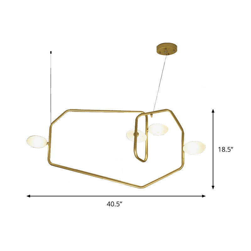 Contemporary Geometrical Ceiling Light with Glass Shade Metal 2/4/6/8 Lights Gold Living Room Hanging Chandelier Light Clearhalo 'Ceiling Lights' 'Chandeliers' 'Modern Chandeliers' 'Modern' Lighting' 157707