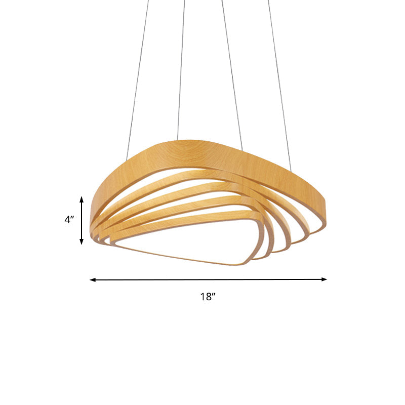 Triangle LED Pendant Light Modern Wooden 18"/22" Wide 1 Light Beige Ceiling Light Fixture in Warm/White/Natural Light Clearhalo 'Ceiling Lights' 'Pendant Lights' 'Pendants' Lighting' 157781