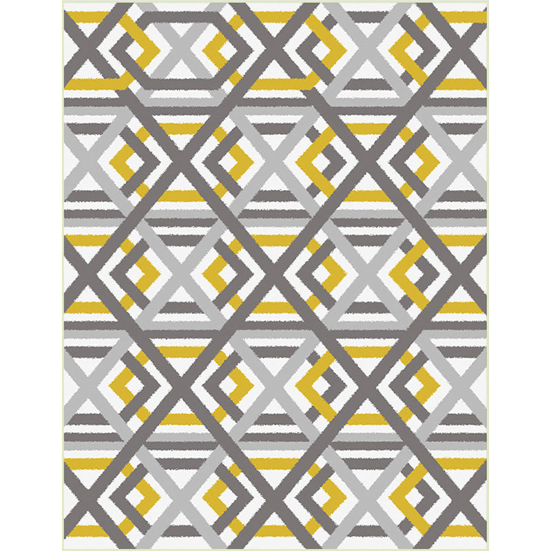 Modern Living Room Rug in White Geometric Hexagon Diamond Print Rug Polyester Machine Washable Pet Friendly Area Rug Clearhalo 'Area Rug' 'Modern' 'Rugs' Rug' 1579457