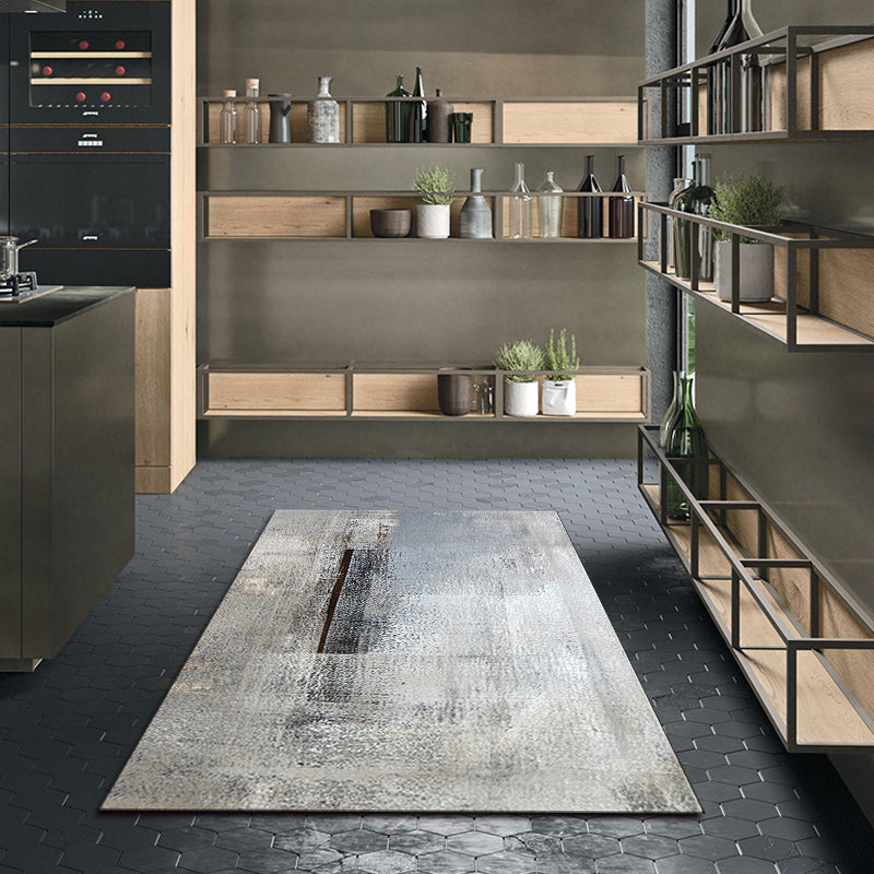 Grey and Khaki Contemporary Rug Polyester Abstract Rug Washable Non-Slip Backing Carpet for Living Room Clearhalo 'Area Rug' 'Modern' 'Rugs' Rug' 1579814