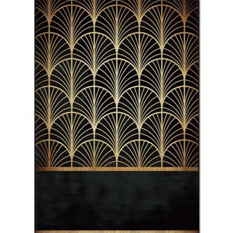 Stylish Apricot Leaf Pattern Rug Black and Golden Novelty Rug Polyester Washable Anti-Slip Backing Area Rug for Living Room Clearhalo 'Area Rug' 'Modern' 'Rugs' Rug' 1580252