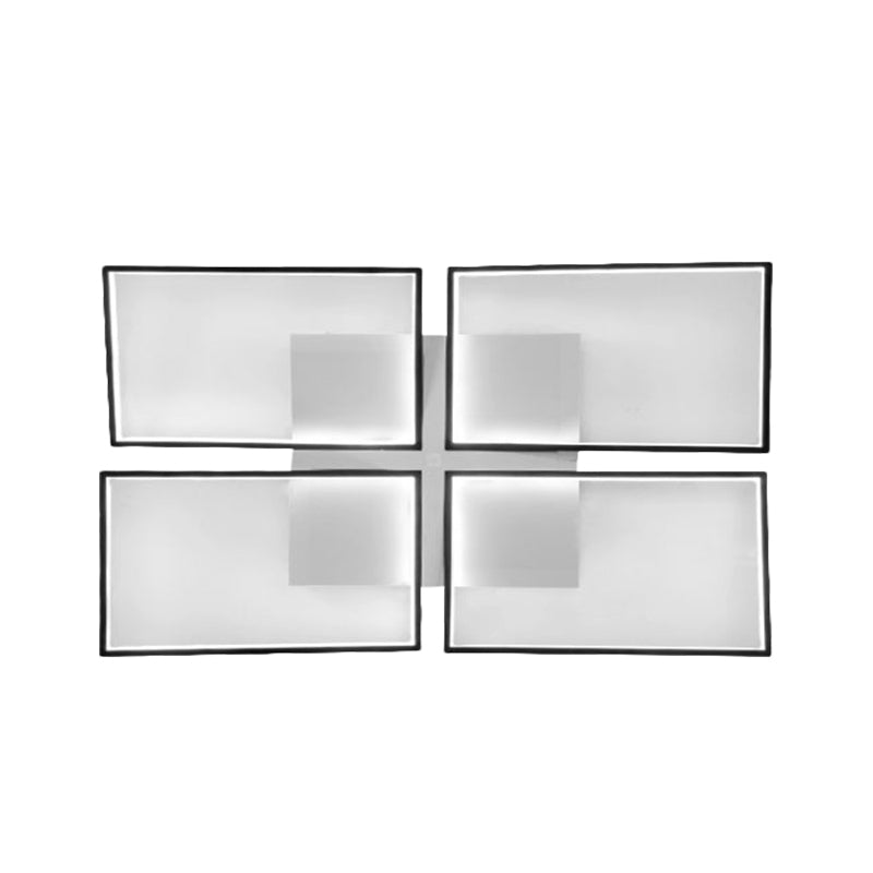 Rectangular Panel Semi Mount Lighting Minimalism Clear Glass Living Room LED Close to Ceiling Lamp in Warm/White/3 Color Light, 35.5"/26.5" Long Clearhalo 'Ceiling Lights' 'Close To Ceiling Lights' 'Close to ceiling' 'Semi-flushmount' Lighting' 1580582