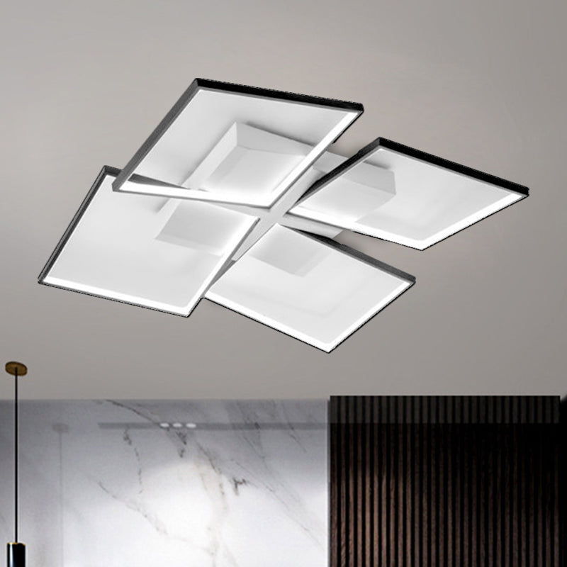 Rectangular Panel Semi Mount Lighting Minimalism Clear Glass Living Room LED Close to Ceiling Lamp in Warm/White/3 Color Light, 35.5"/26.5" Long Clear 26.5" Clearhalo 'Ceiling Lights' 'Close To Ceiling Lights' 'Close to ceiling' 'Semi-flushmount' Lighting' 1580584