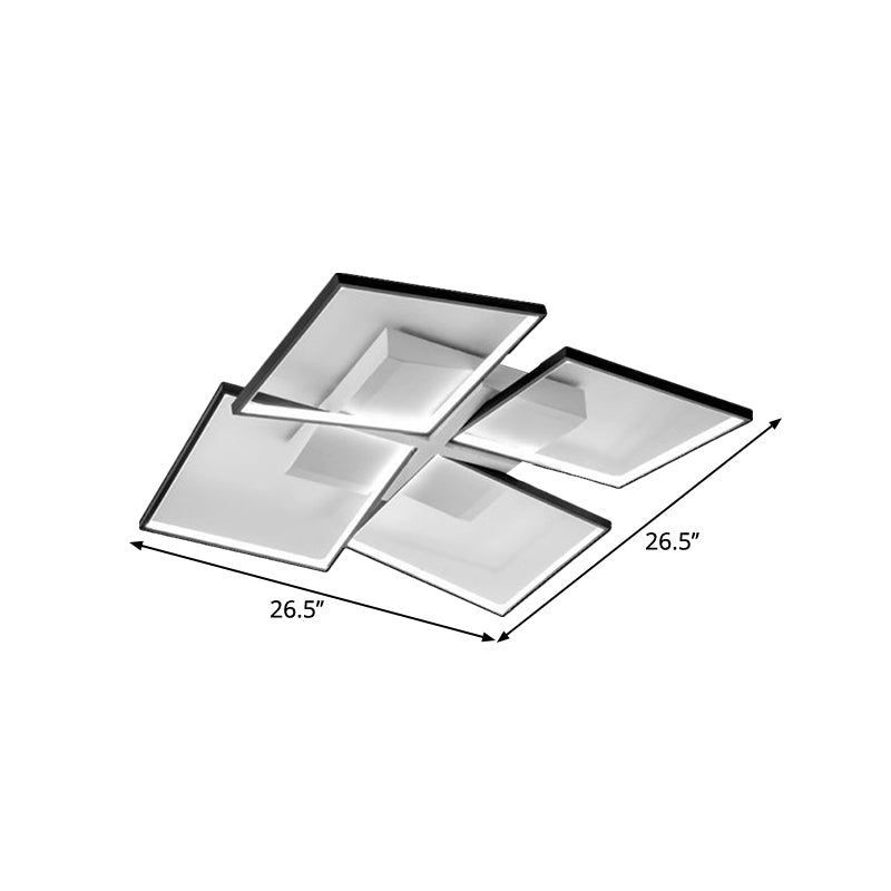 Rectangular Panel Semi Mount Lighting Minimalism Clear Glass Living Room LED Close to Ceiling Lamp in Warm/White/3 Color Light, 35.5"/26.5" Long Clearhalo 'Ceiling Lights' 'Close To Ceiling Lights' 'Close to ceiling' 'Semi-flushmount' Lighting' 1580588
