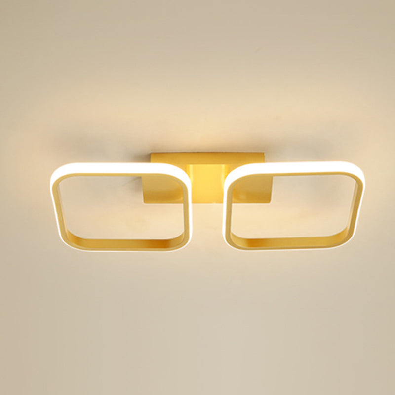 21.5"/31"/41" L Square Semi Flush Lamp Contemporary Acrylic Black/Gold LED Ceiling Mount Fixture in Warm/White Light Clearhalo 'Ceiling Lights' 'Close To Ceiling Lights' 'Close to ceiling' 'Semi-flushmount' Lighting' 1580609