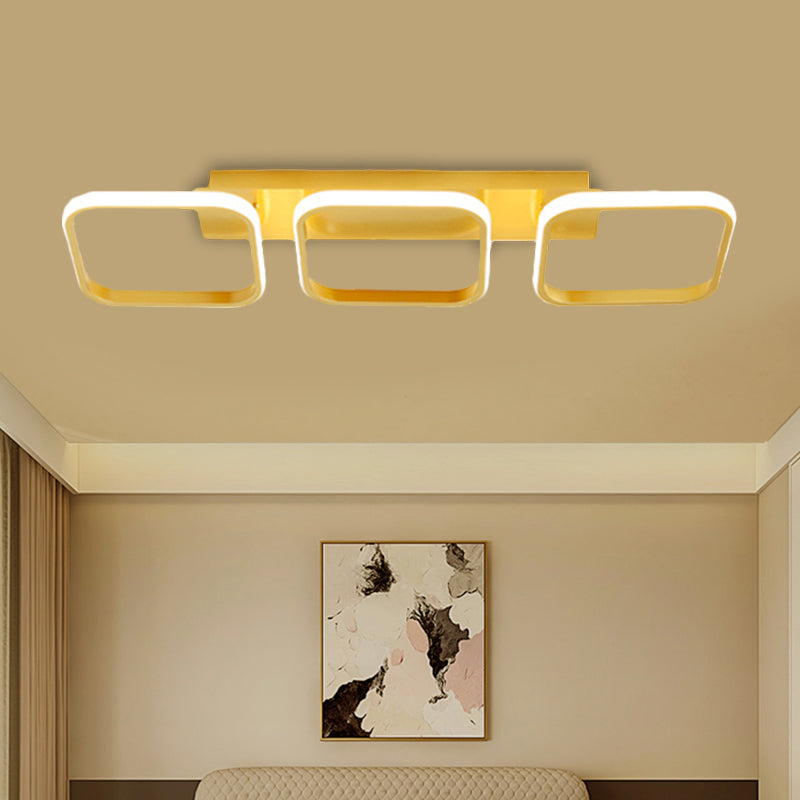 21.5"/31"/41" L Square Semi Flush Lamp Contemporary Acrylic Black/Gold LED Ceiling Mount Fixture in Warm/White Light Clearhalo 'Ceiling Lights' 'Close To Ceiling Lights' 'Close to ceiling' 'Semi-flushmount' Lighting' 1580616