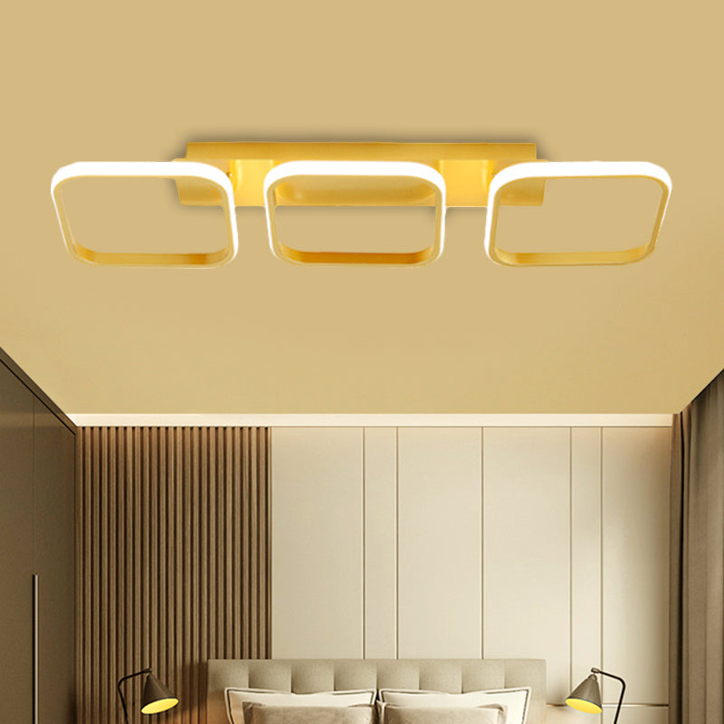 21.5"/31"/41" L Square Semi Flush Lamp Contemporary Acrylic Black/Gold LED Ceiling Mount Fixture in Warm/White Light Clearhalo 'Ceiling Lights' 'Close To Ceiling Lights' 'Close to ceiling' 'Semi-flushmount' Lighting' 1580617
