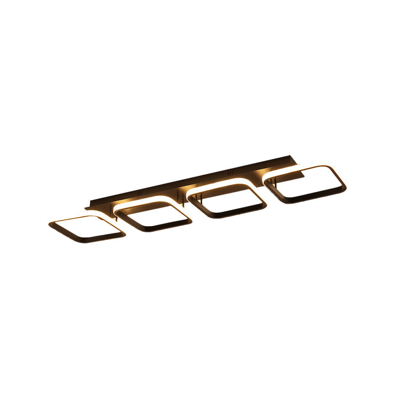 21.5"/31"/41" L Square Semi Flush Lamp Contemporary Acrylic Black/Gold LED Ceiling Mount Fixture in Warm/White Light Clearhalo 'Ceiling Lights' 'Close To Ceiling Lights' 'Close to ceiling' 'Semi-flushmount' Lighting' 1580622