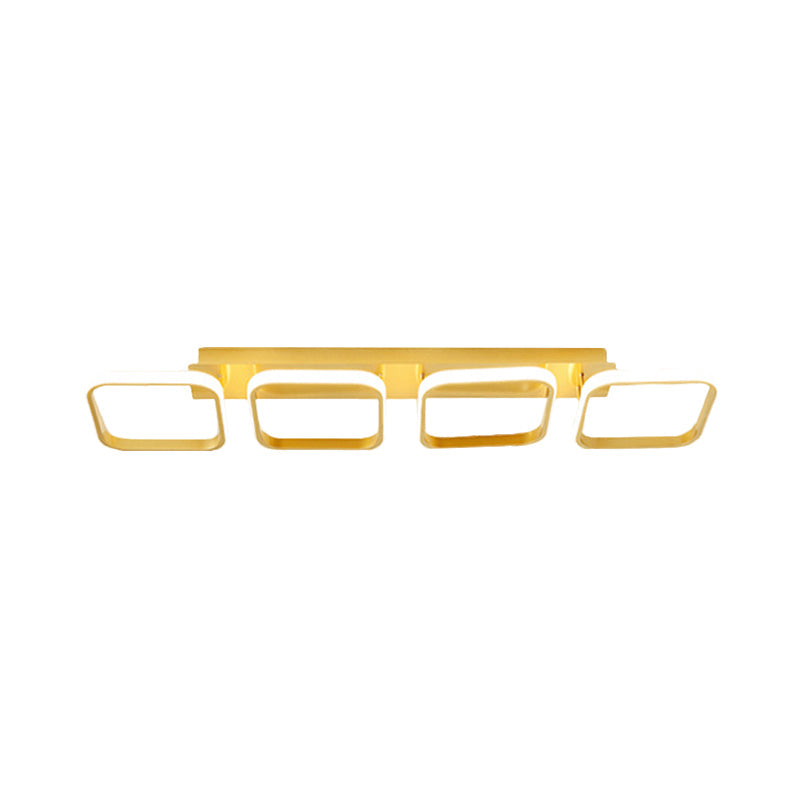 21.5"/31"/41" L Square Semi Flush Lamp Contemporary Acrylic Black/Gold LED Ceiling Mount Fixture in Warm/White Light Clearhalo 'Ceiling Lights' 'Close To Ceiling Lights' 'Close to ceiling' 'Semi-flushmount' Lighting' 1580627