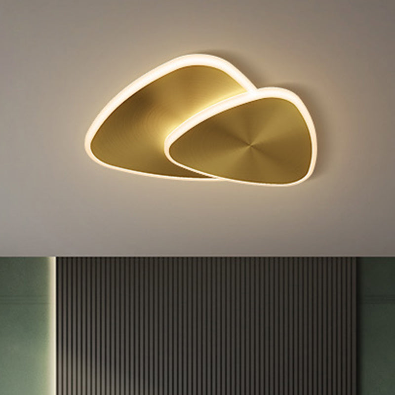 Modernist Triangle Ceiling Fixture Metallic LED Bedroom Flush Mount Lighting in Gold, Warm/White/3 Color Light Clearhalo 'Ceiling Lights' 'Close To Ceiling Lights' 'Close to ceiling' 'Flush mount' Lighting' 1580629