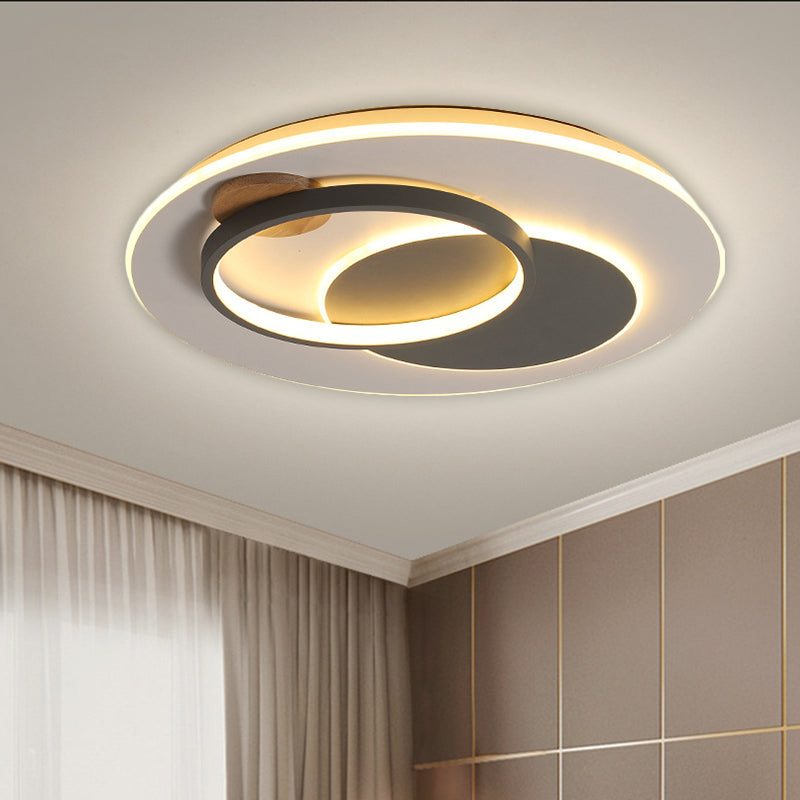 Black Multi-Ring Ceiling Fixture Minimalism 16.5"/20.5" W LED Metallic Flush Mount Lamp in Warm/White/Third Gear Light Clearhalo 'Ceiling Lights' 'Close To Ceiling Lights' 'Close to ceiling' 'Flush mount' Lighting' 1580682