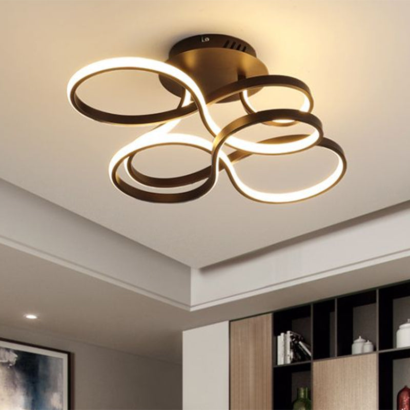 Metallic Twisted Line Flush Mount Simplicity White/Brass/Gold LED Close to Ceiling Lighting, White/3 Color Light Coffee White Clearhalo 'Ceiling Lights' 'Close To Ceiling Lights' 'Close to ceiling' 'Semi-flushmount' Lighting' 1580713