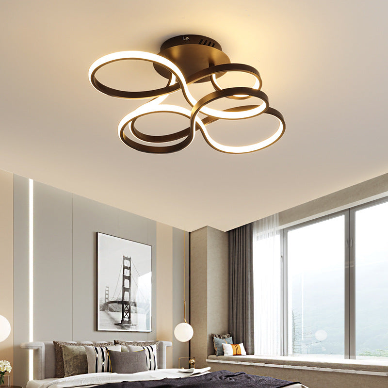 Metallic Twisted Line Flush Mount Simplicity White/Brass/Gold LED Close to Ceiling Lighting, White/3 Color Light Coffee 3 Color Clearhalo 'Ceiling Lights' 'Close To Ceiling Lights' 'Close to ceiling' 'Semi-flushmount' Lighting' 1580715