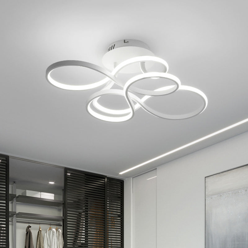 Metallic Twisted Line Flush Mount Simplicity White/Brass/Gold LED Close to Ceiling Lighting, White/3 Color Light White Clearhalo 'Ceiling Lights' 'Close To Ceiling Lights' 'Close to ceiling' 'Semi-flushmount' Lighting' 1580722