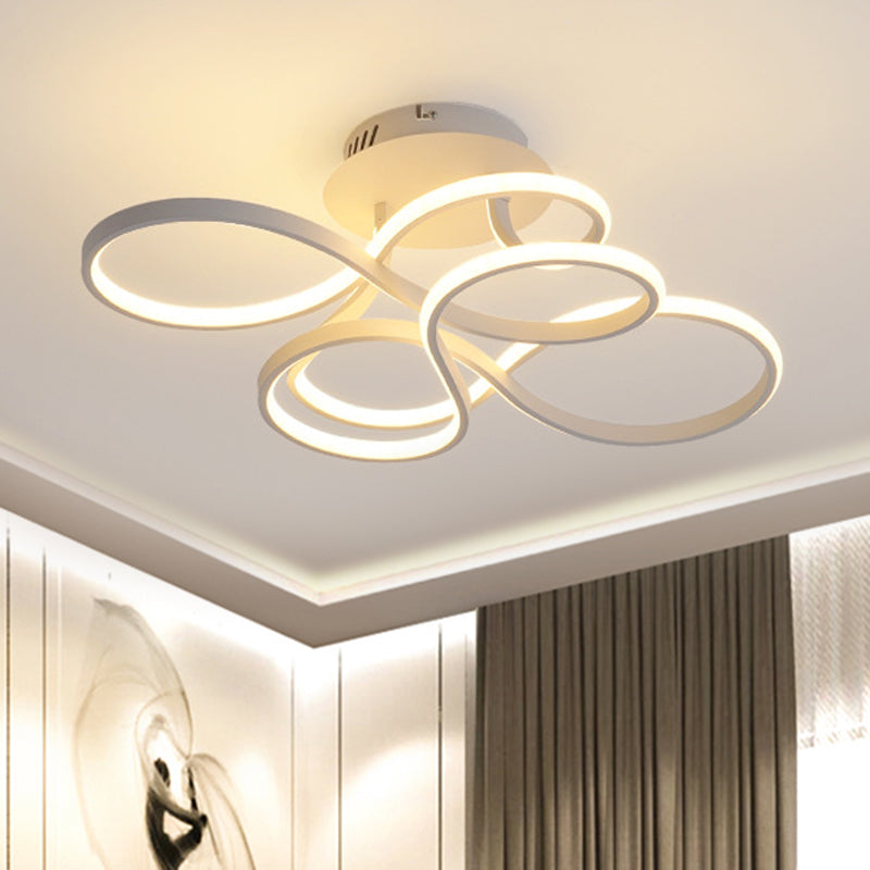 Metallic Twisted Line Flush Mount Simplicity White/Brass/Gold LED Close to Ceiling Lighting, White/3 Color Light Clearhalo 'Ceiling Lights' 'Close To Ceiling Lights' 'Close to ceiling' 'Semi-flushmount' Lighting' 1580724