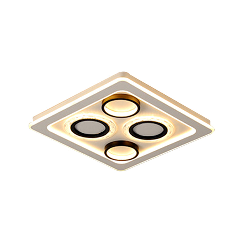 16.5"/20.5" W Nordic Squared Flush Lamp Acrylic Bedroom LED Ceiling Lighting in Black and White, 3 Color Light Clearhalo 'Ceiling Lights' 'Close To Ceiling Lights' 'Close to ceiling' 'Flush mount' Lighting' 1580728