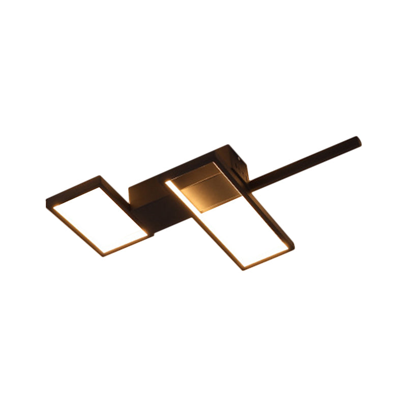Black/Gold Rectangle Semi Flush Light Simplicity 19"/27.5"/35.5" L LED Metal Ceiling Mounted Fixture Clearhalo 'Ceiling Lights' 'Close To Ceiling Lights' 'Close to ceiling' 'Semi-flushmount' Lighting' 1580751