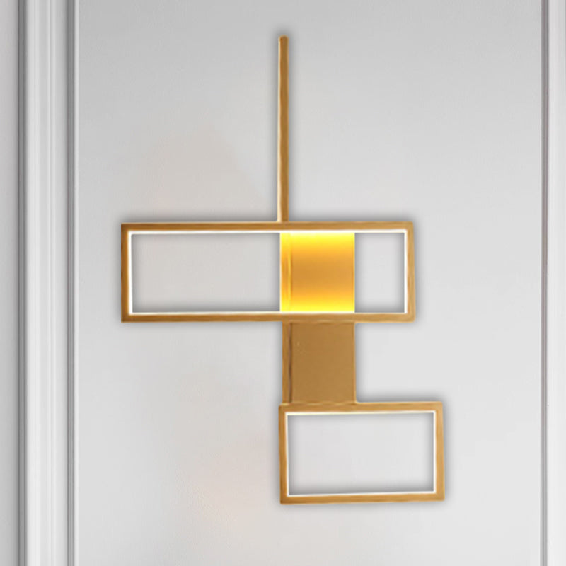 Black/Gold Rectangle Semi Flush Light Simplicity 19"/27.5"/35.5" L LED Metal Ceiling Mounted Fixture Clearhalo 'Ceiling Lights' 'Close To Ceiling Lights' 'Close to ceiling' 'Semi-flushmount' Lighting' 1580755