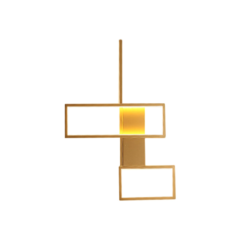 Black/Gold Rectangle Semi Flush Light Simplicity 19"/27.5"/35.5" L LED Metal Ceiling Mounted Fixture Clearhalo 'Ceiling Lights' 'Close To Ceiling Lights' 'Close to ceiling' 'Semi-flushmount' Lighting' 1580756