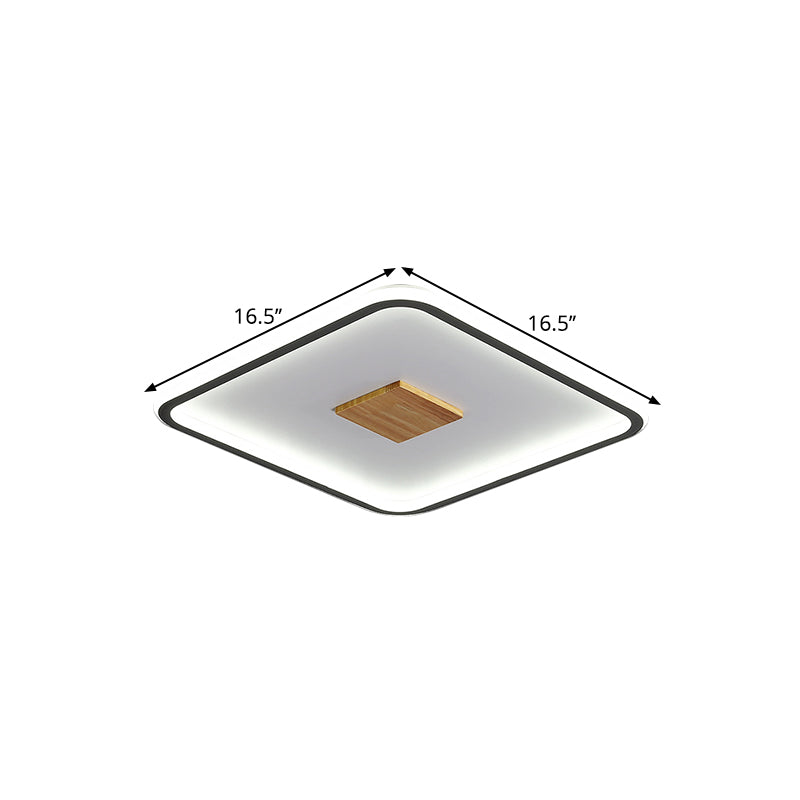 Metallic Ultrathin Square Ceiling Lamp Modernist Black-White LED Flush Mount Fixture in Warm/White/3 Color Light, 16.5"/20.5" Width Clearhalo 'Ceiling Lights' 'Close To Ceiling Lights' 'Close to ceiling' 'Flush mount' Lighting' 1580774