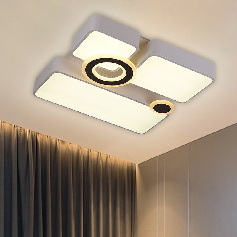 Rectangle/Square Flush Mount Simplicity Acrylic LED White Ceiling Lighting in White/3 Color Light, 24.5"/35.5"/43" L Clearhalo 'Ceiling Lights' 'Close To Ceiling Lights' 'Close to ceiling' 'Flush mount' Lighting' 1580790