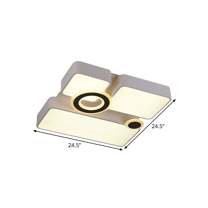 Rectangle/Square Flush Mount Simplicity Acrylic LED White Ceiling Lighting in White/3 Color Light, 24.5"/35.5"/43" L Clearhalo 'Ceiling Lights' 'Close To Ceiling Lights' 'Close to ceiling' 'Flush mount' Lighting' 1580792