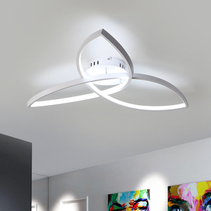 23"/29" W Metallic Petal Flush Lamp Contemporary Black/White LED Close to Ceiling Lighting, Warm/White Light White Clearhalo 'Ceiling Lights' 'Close To Ceiling Lights' 'Close to ceiling' 'Semi-flushmount' Lighting' 1580821