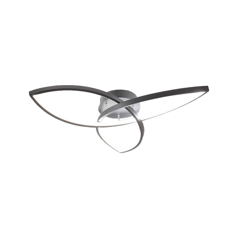23"/29" W Metallic Petal Flush Lamp Contemporary Black/White LED Close to Ceiling Lighting, Warm/White Light Clearhalo 'Ceiling Lights' 'Close To Ceiling Lights' 'Close to ceiling' 'Semi-flushmount' Lighting' 1580829
