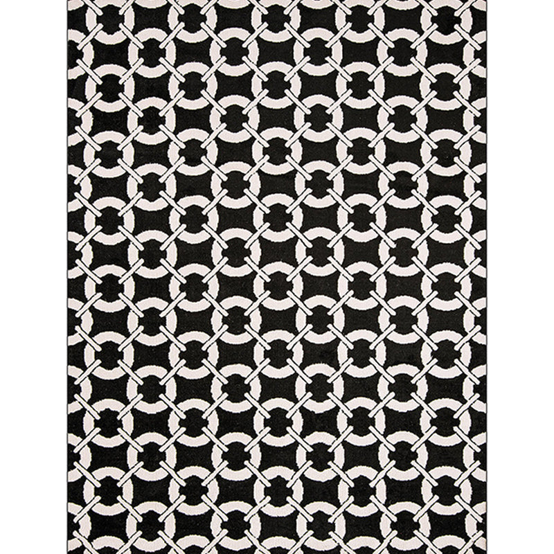 Modern Living Room Rug in Black Mesh Circle Stripe Print Rug Polyester Washable Pet Friendly Area Rug Clearhalo 'Area Rug' 'Modern' 'Rugs' Rug' 1583714
