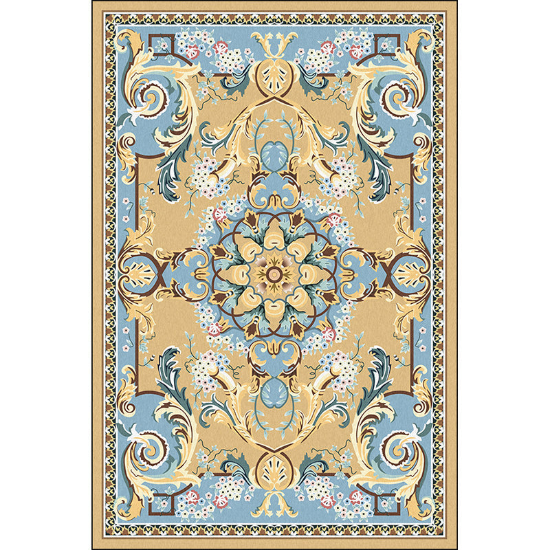 Mediterranean Moroccan Rug in Brown Motif Floral Pattern Rug Polyester Non-Slip Washable Carpet for Home Decoration Clearhalo 'Area Rug' 'Moroccan' 'Rugs' Rug' 1584125