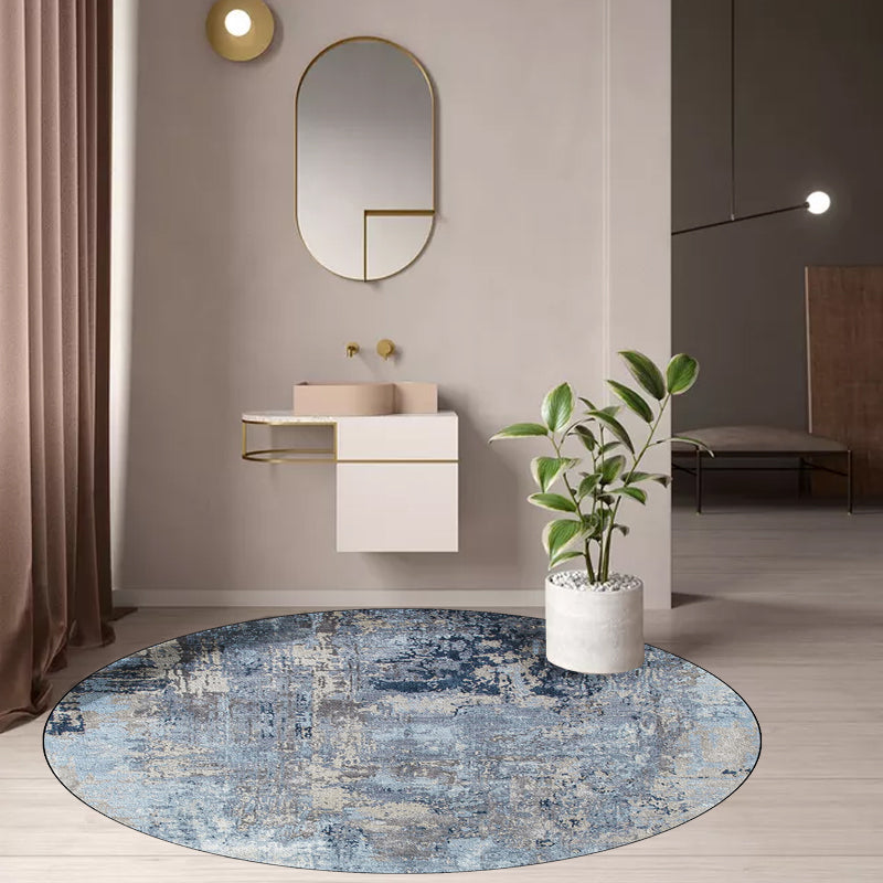 Blue Bedroom Rug Modern Abstract Painting Pattern Area Rug Polyester Stain-Resistant Washable Carpet Clearhalo 'Area Rug' 'Modern' 'Rugs' Rug' 1584434